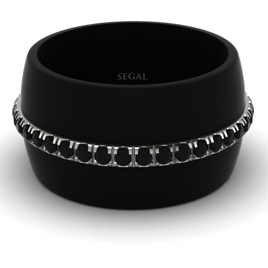 Men's Black Diamond Studded Wedding Band - Anthony No. 6